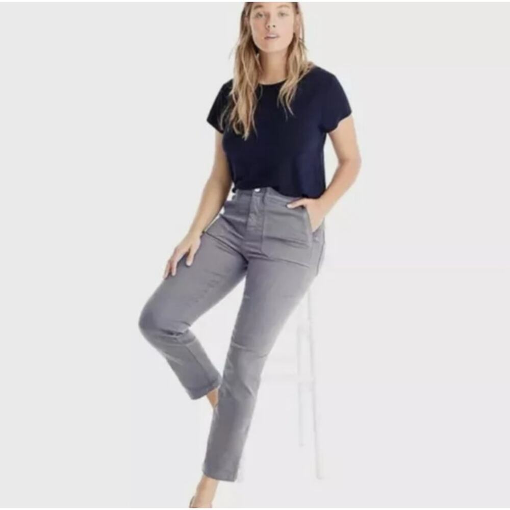 J Crew Vintage Straight Cargo Pant in Slub Sateen Gray Women's 28